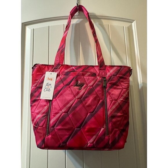 LUG Rally Tote Bag NWT - Berry Plaid - Picture 2 of 7
